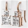 Image 3 : 1.8 ctw Princess Cut Diamond Designer Earrings 18K Rose Gold