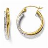 Image 2 : Leslies 14K Two-tone Diamond-cut Hinged Hoop Earrings