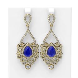 11.26 ctw Sapphire & Diamond Earrings 18K Yellow Gold