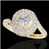Image 1 : 1.86 ctw Certified Diamond Solitaire Halo Ring 10k Yellow Gold