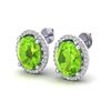 Image 1 : 5 ctw Peridot & Micro Pave VS/SI Diamond Earrings 18k White Gold