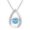 Image 1 : Sterling Silver Round Lab-Created Blue Topaz Teardrop Moving Twinkle Pendant 3/4 Cttw