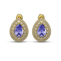 8.54 ctw Tanzanite & Diamond Victorian Earrings 14K Yellow Gold