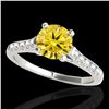 Image 1 : 1.45 ctw Certified SI/I Fancy Intense Yellow Diamond Ring 10k White Gold