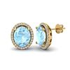 Image 2 : 5 ctw Aquamarine & Micro Pave VS/SI Diamond Earrings 18k Yellow Gold