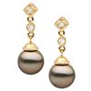 Image 2 : Black Tahitian Round Pearl and Diamond Royale Dangle Earrings