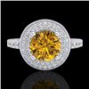 Image 2 : 1.7 ctw Intense Fancy Yellow Diamond Art Deco Ring 18k White Gold