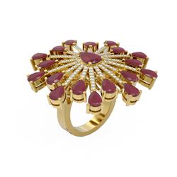 11.74 ctw Ruby & Diamond Ring 18K Yellow Gold