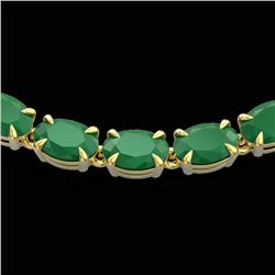 40 ctw Emerald Eternity Tennis Necklace 14k Yellow Gold