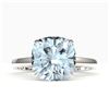 Image 1 : 4.50 ctw Cushion Aquamarine Designer Engagment RNG 18k White Gold