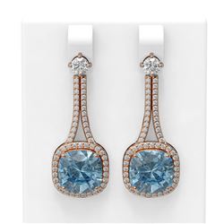 9.88 ctw Aquamarine & Diamond Earrings 18K Rose Gold