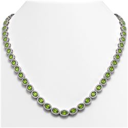 23.86 ctw Peridot & Diamond Micro Pave Halo Necklace 10k White Gold
