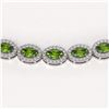 Image 3 : 23.86 ctw Peridot & Diamond Micro Pave Halo Necklace 10k White Gold