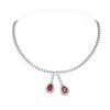 Image 1 : 16.87 ctw Ruby & Diamond Necklace 18K White Gold