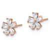 Image 2 : 14k Rose Gold Flower Cubic Zirconia Post Earrings - 49 mm