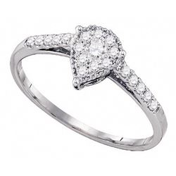 10kt White Gold Round Diamond Teardrop Cluster Ring 1/4 Cttw