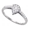 Image 1 : 10kt White Gold Round Diamond Teardrop Cluster Ring 1/4 Cttw