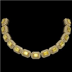 110.45 ctw Canary Citrine & Diamond Victorian Necklace 14K Yellow Gold