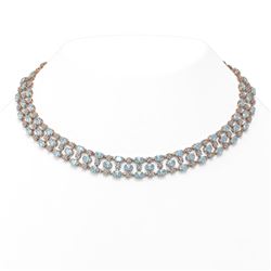 42.53 ctw Aquamarine & Diamond Necklace 10K Rose Gold