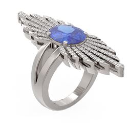 5.02 ctw Tanzanite & Diamond Ring 18K White Gold