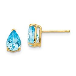 14k 7x5 mm Pear Blue Topaz Earrings