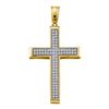 Image 1 : 10kt Yellow Gold Round Diamond Cross Religious Pendant 1/4 Cttw
