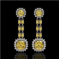 19.46 ctw Citrine & Diamond Earrings 14K White Gold