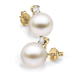 White South Sea Pearl and Diamond Glimmer Earrings