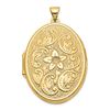 Image 1 : 14k Yellow Gold Oval Flower With Scrolls Locket - 32 mm