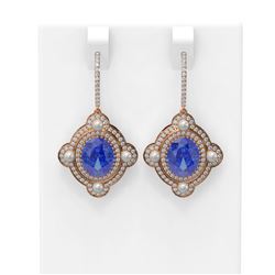 9.96 ctw Tanzanite & Diamond Earrings 18K Rose Gold
