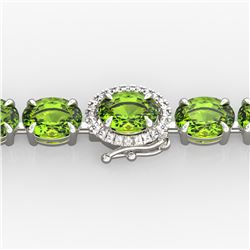 32 ctw Peridot & VS/SI Diamond Micro Pave Bracelet 14k White Gold