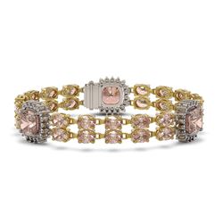 18.59 ctw Morganite & Diamond Bracelet 14K Yellow Gold