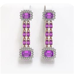 10.36 ctw Amethyst & Diamond Earrings 14K Rose Gold