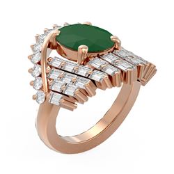 10.48 ctw Emerald & Diamond Ring 18K Rose Gold