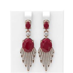 10.07 ctw Ruby & Diamond Earrings 18K Rose Gold