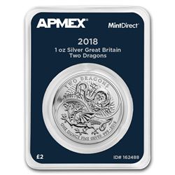 2018 Great Britain 1 oz Silver Two Dragons (MintDirect® Single)