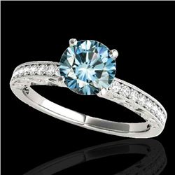 1.43 ctw SI Certified Blue Diamond Solitaire Antique Ring 10k White Gold