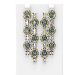 18.36 ctw Aquamarine & Diamond Earrings 18K Yellow Gold
