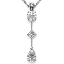 0.9 ctw Pear Cut Diamond Designer Necklace 18K White Gold