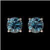 Image 1 : 1 ctw Certified Intense Blue Diamond Stud Earrings 10k Rose Gold