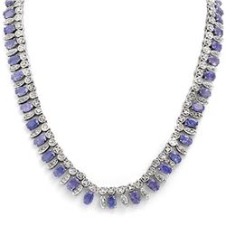 34 ctw Tanzanite & Diamond Necklace 14k White Gold