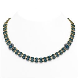 39.28 ctw London Topaz & Diamond Necklace 14K Yellow Gold