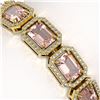 Image 3 : 22.81 ctw Morganite & Diamond Micro Pave Halo Bracelet 10k Yellow Gold