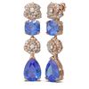 Image 2 : 11.6 ctw Tanzanite & Diamond Earrings 18K Rose Gold