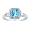 Image 1 : Sterling Silver Princess Lab-Created Blue Topaz Solitaire Ring 1-7/8 Cttw