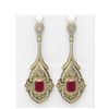Image 1 : 21.55 ctw Ruby & Diamond Earrings 18K Yellow Gold