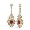 Image 2 : 21.55 ctw Ruby & Diamond Earrings 18K Yellow Gold