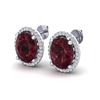 Image 1 : 5 ctw Garnet & Micro Pave VS/SI Diamond Earrings 18k White Gold
