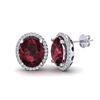Image 2 : 5 ctw Garnet & Micro Pave VS/SI Diamond Earrings 18k White Gold