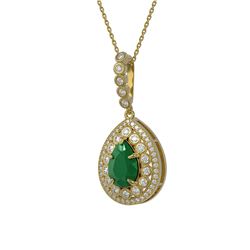 4.97 ctw Certified Emerald & Diamond Victorian Necklace 14K Yellow Gold